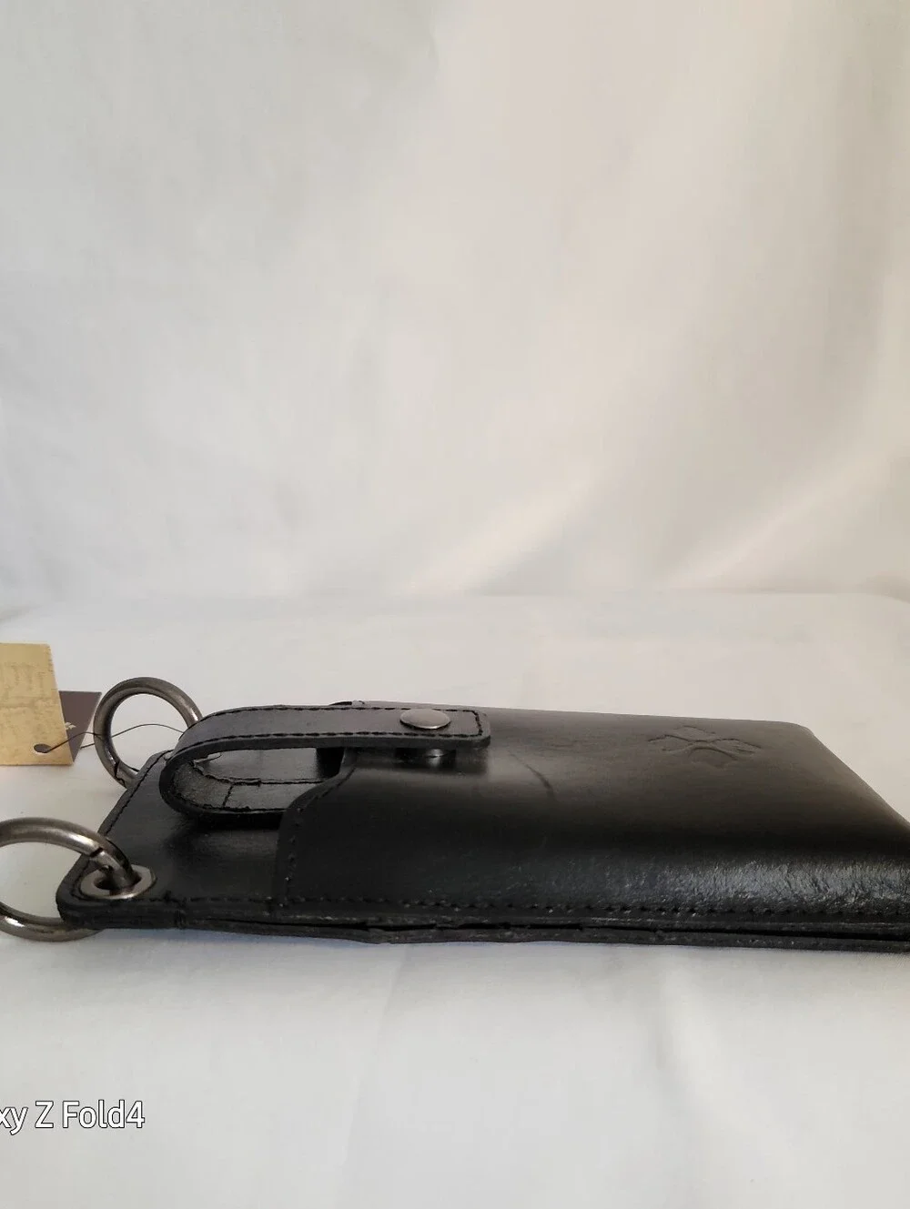 Patricia Nash Heritage Black Leather Phone Holster with Key Ring